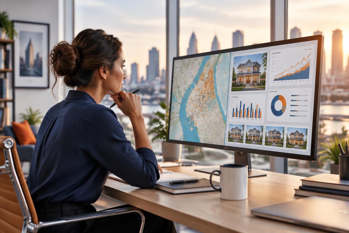 Property analyst reviewing neighborhood data